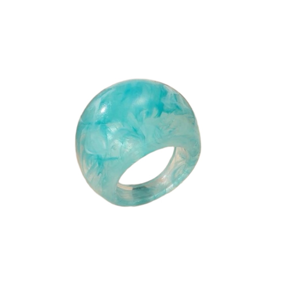 Trendy Chunky Marbled Turquoise Acrylic Ring